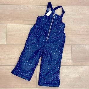 NWT BabyGap Navy Polka Dot Snow Bib Overalls 18-24 months
